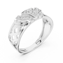 Art Deco Geometric Pavé-set Round Moissanites Men's Statement Ring