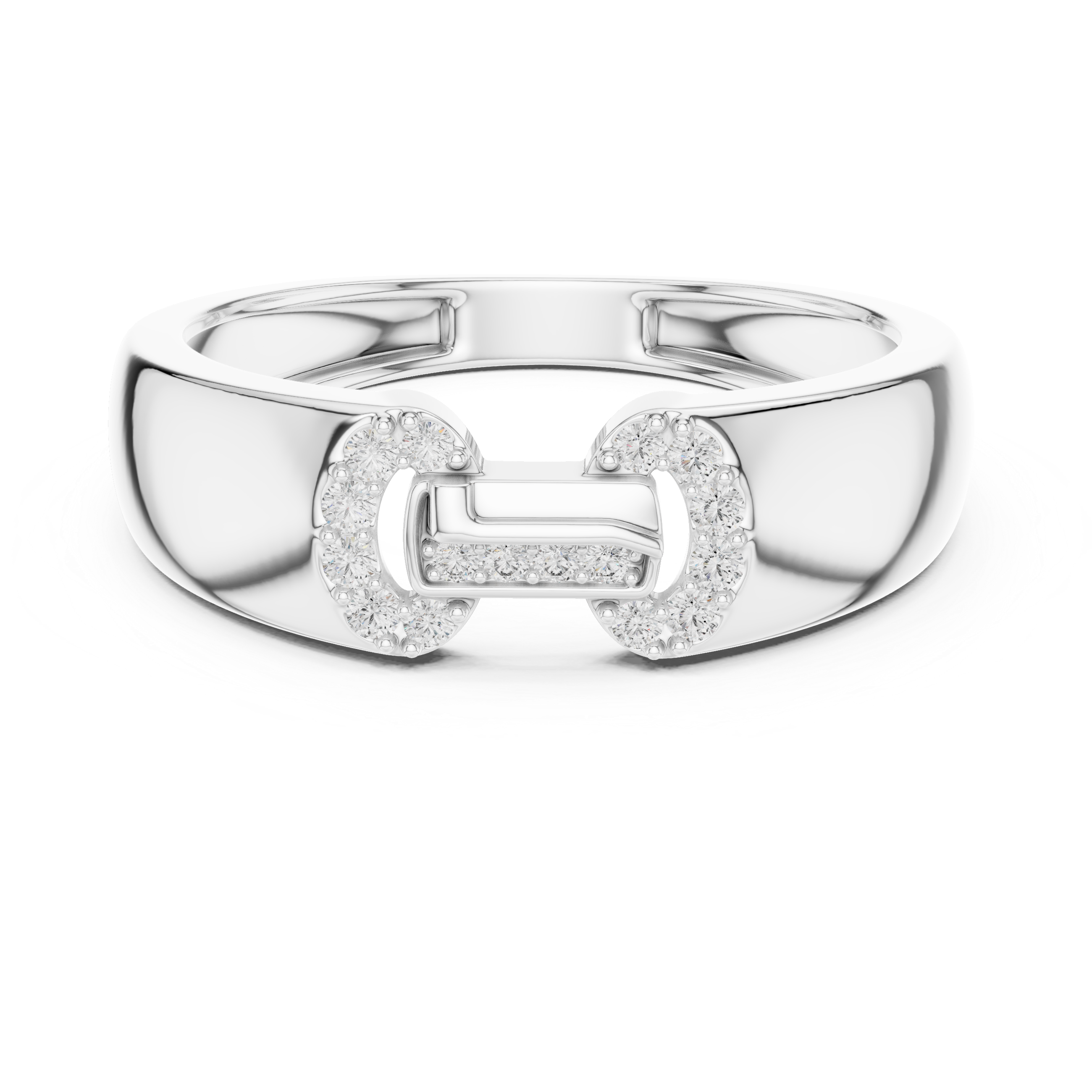 Hermès Olympe Inspired Round Moissanite Men's Ring in Sterling Silver