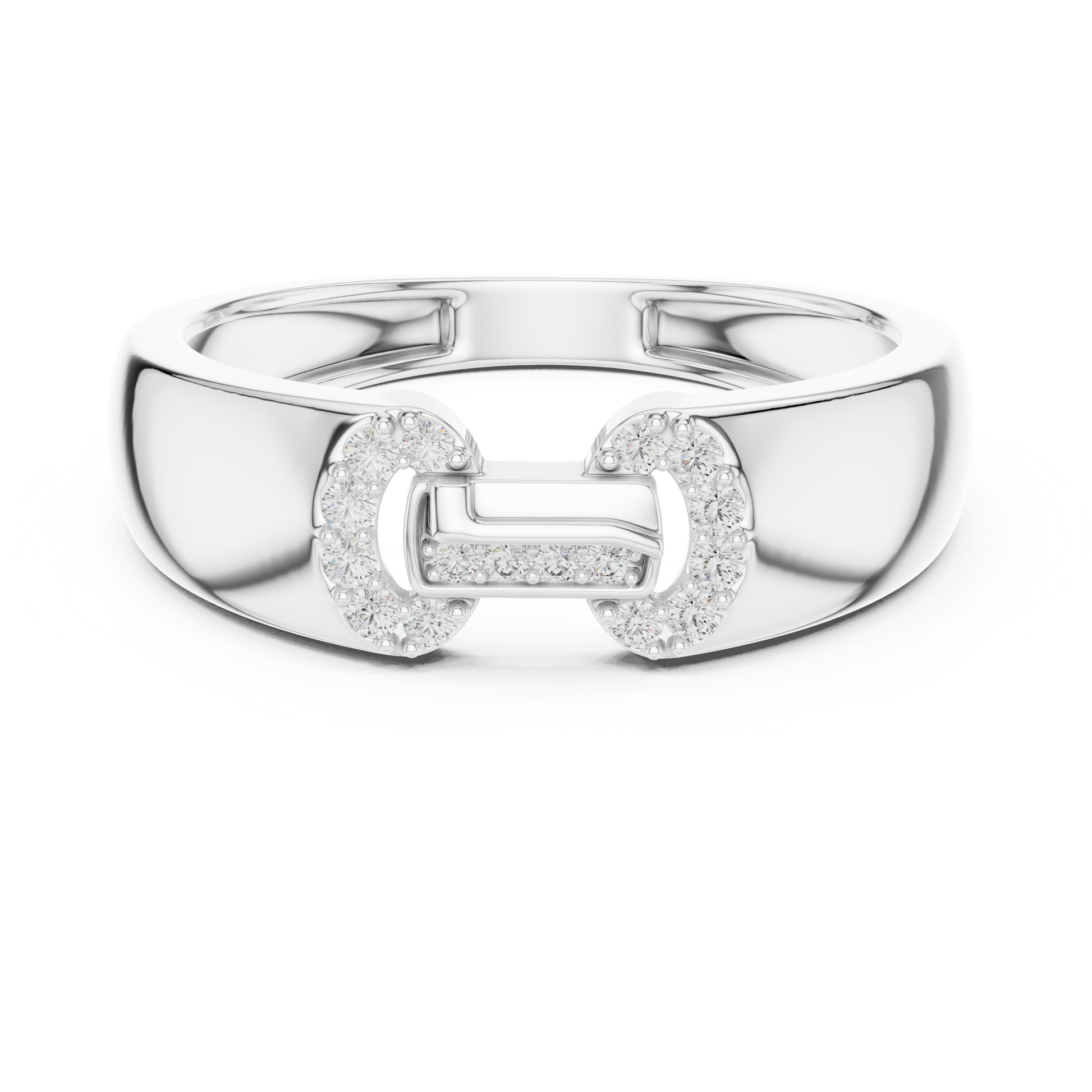 Hermès Olympe Inspired Round Moissanite Men's Ring in Sterling Silver