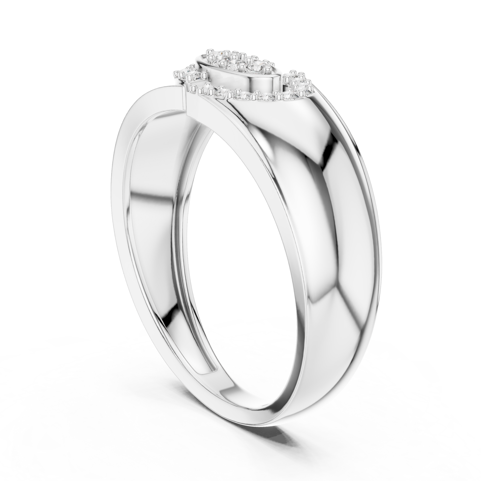 Sterling Silver Eclipse Cluster Round Moissanite Halo Men’s Statement Band