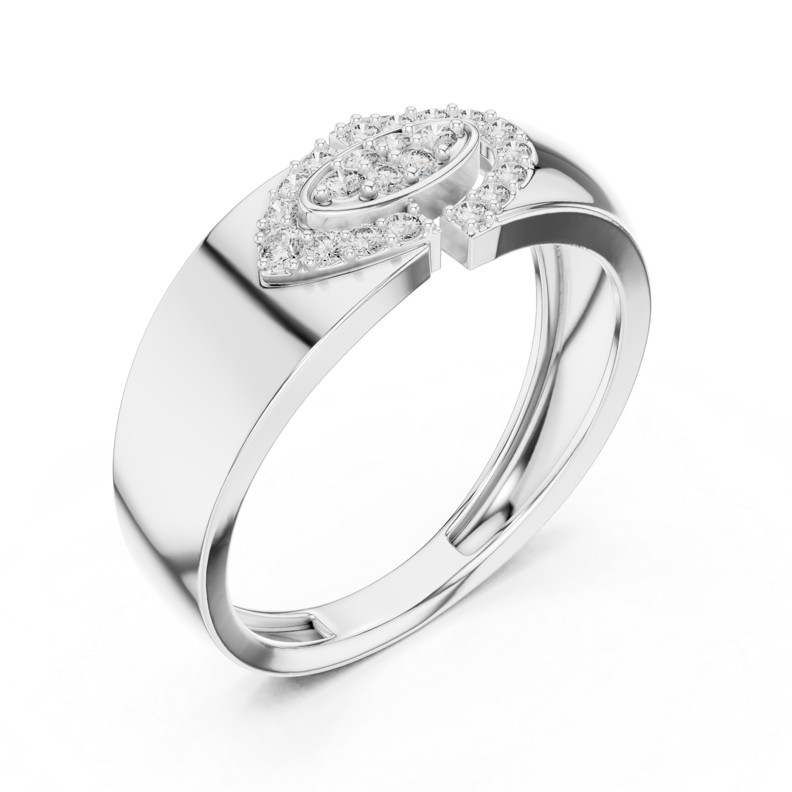 Sterling Silver Eclipse Cluster Round Moissanite Halo Men’s Statement Band