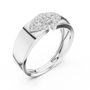 Sterling Silver Eclipse Cluster Round Moissanite Halo Men’s Statement Band