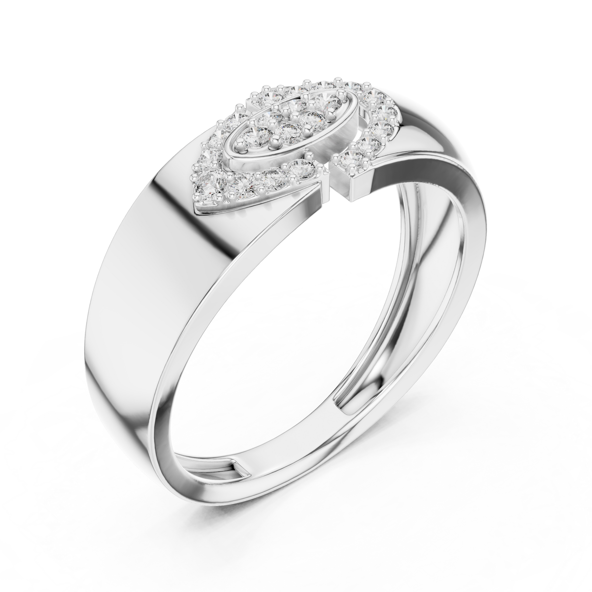 Sterling Silver Eclipse Cluster Round Moissanite Halo Men’s Statement Band