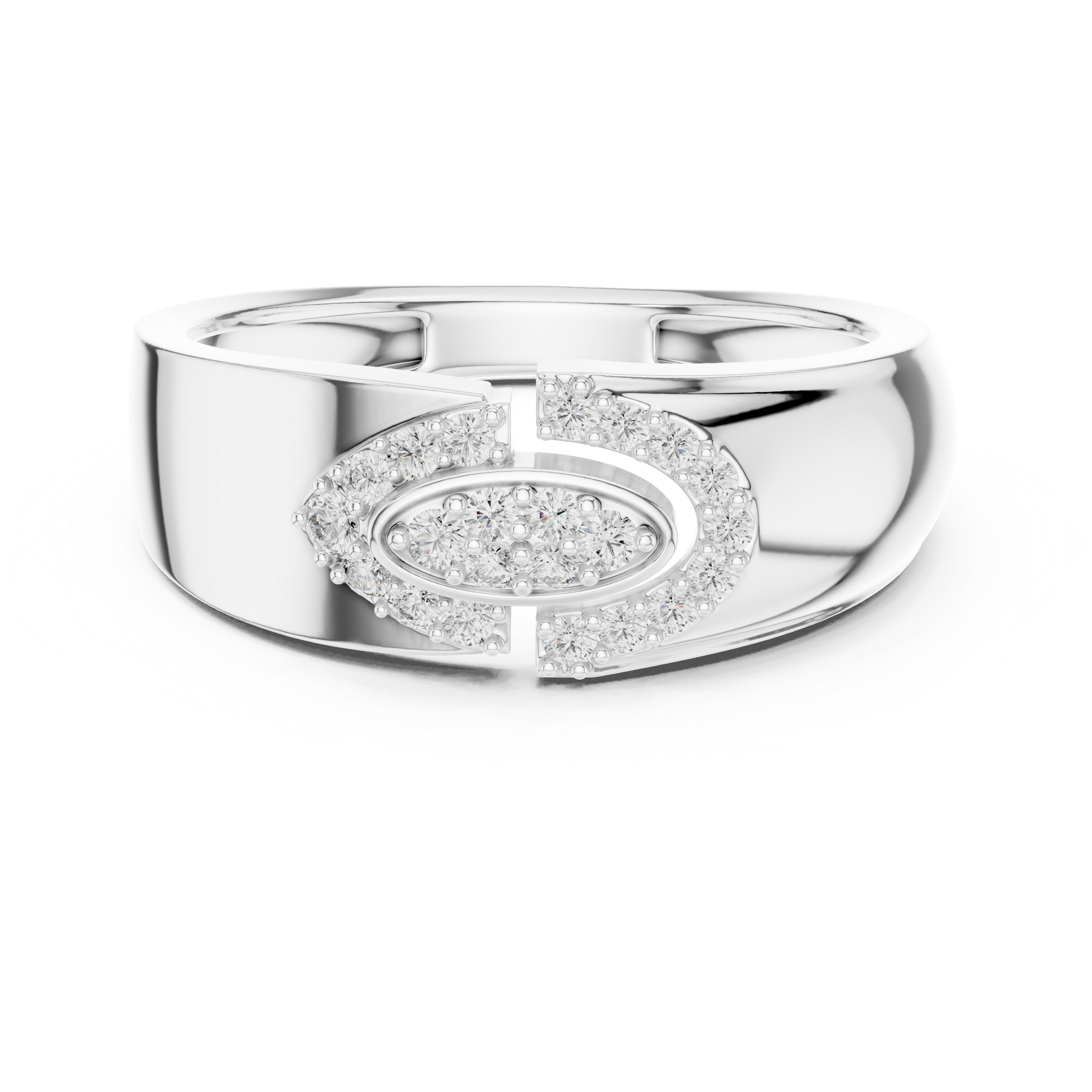 Sterling Silver Eclipse Cluster Round Moissanite Halo Men’s Statement Band