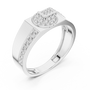 Sophisticated Geometric Pavé Diamond Gents Wedding Ring in Sterling Silver