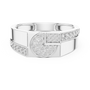 Sophisticated Geometric Pavé Diamond Gents Wedding Ring in Sterling Silver