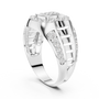 925 Sterling Silver Geometric Men's Pavé Moissanite Statement Ring