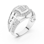 925 Sterling Silver Geometric Men's Pavé Moissanite Statement Ring