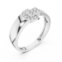 Round Moissanite Diamond Cluster Buckle Motif Ring in Solid 925 Sterling Silver