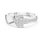 Round Moissanite Diamond Cluster Buckle Motif Ring in Solid 925 Sterling Silver