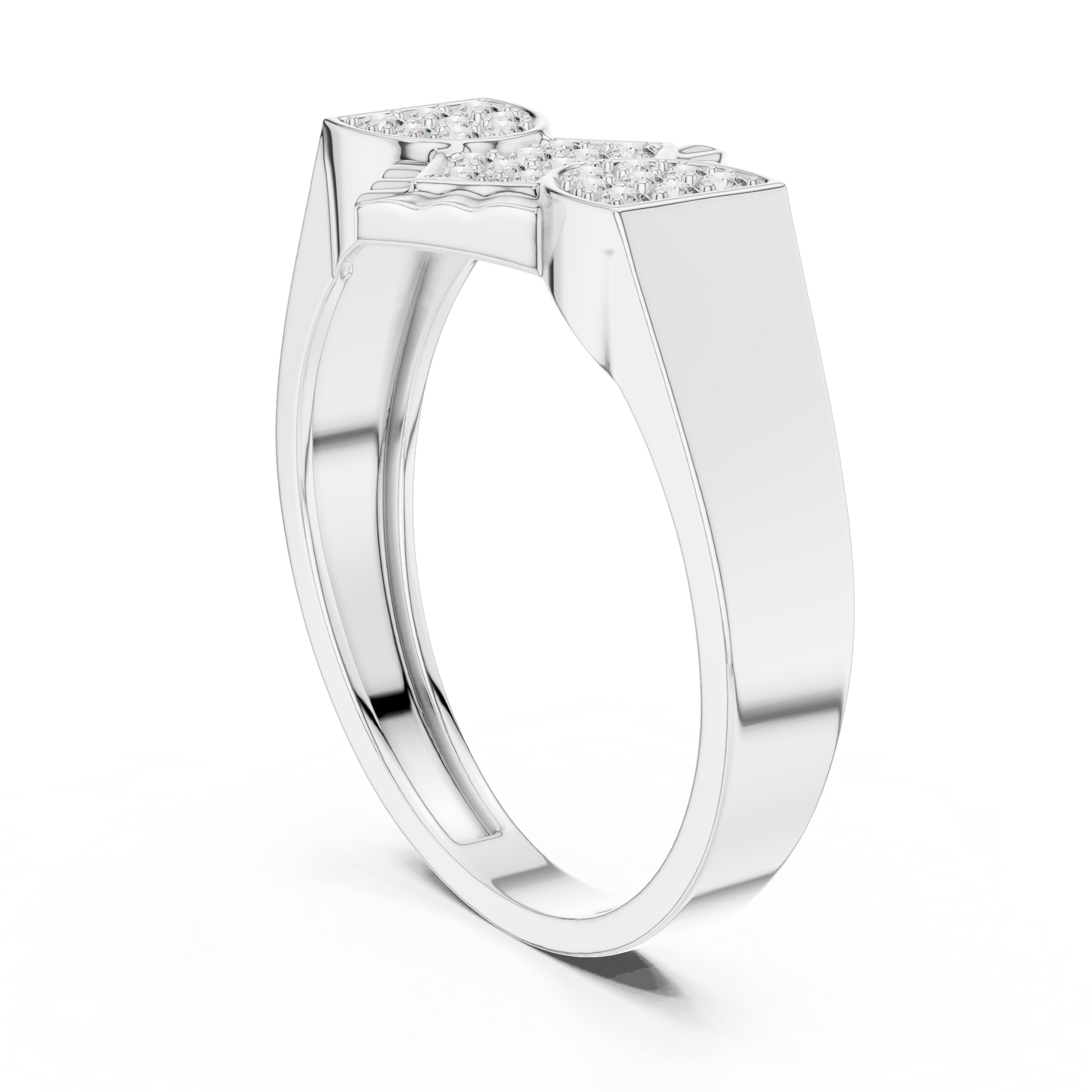 Architectural Geometric Round Moissanite Diamond Statement Ring in Sterling Silver