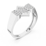 Architectural Geometric Round Moissanite Diamond Statement Ring in Sterling Silver