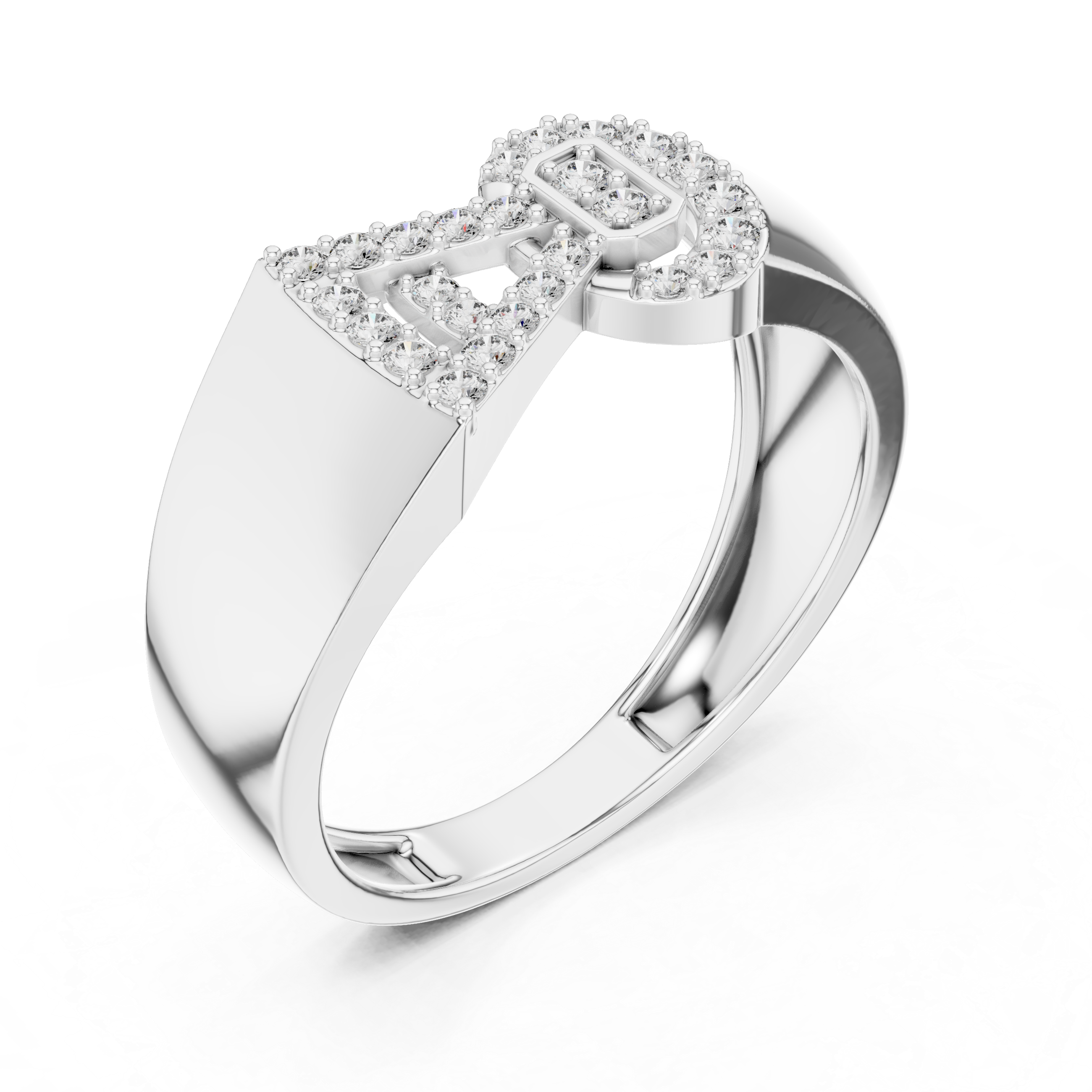Modern Bow-style Geometric Ring with Round Moissanite Pavé Accents