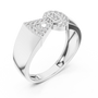 Modern Bow-style Geometric Ring with Round Moissanite Pavé Accents