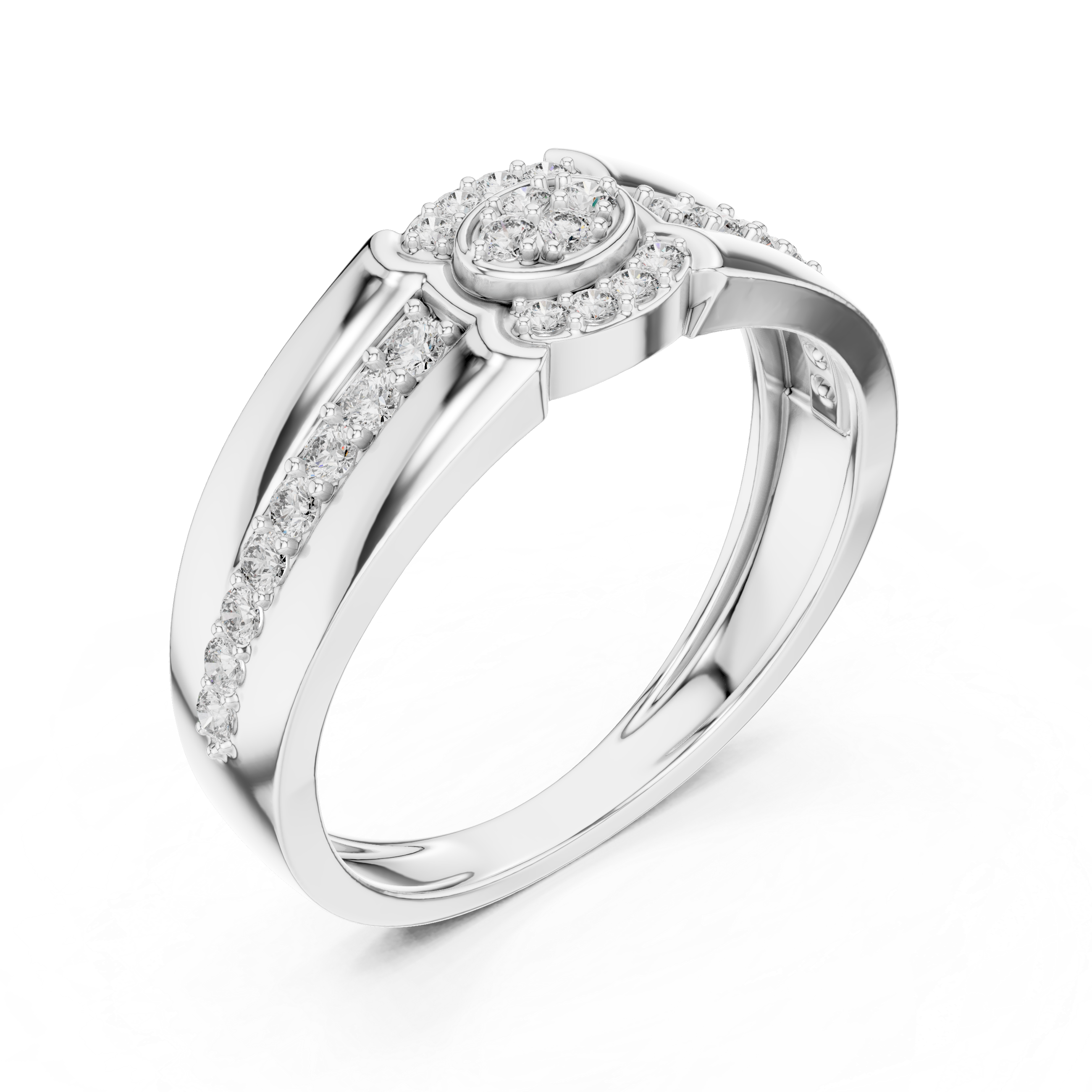 Men’s Raised Halo Round Moissanite Statement Ring in 925 Sterling Silver