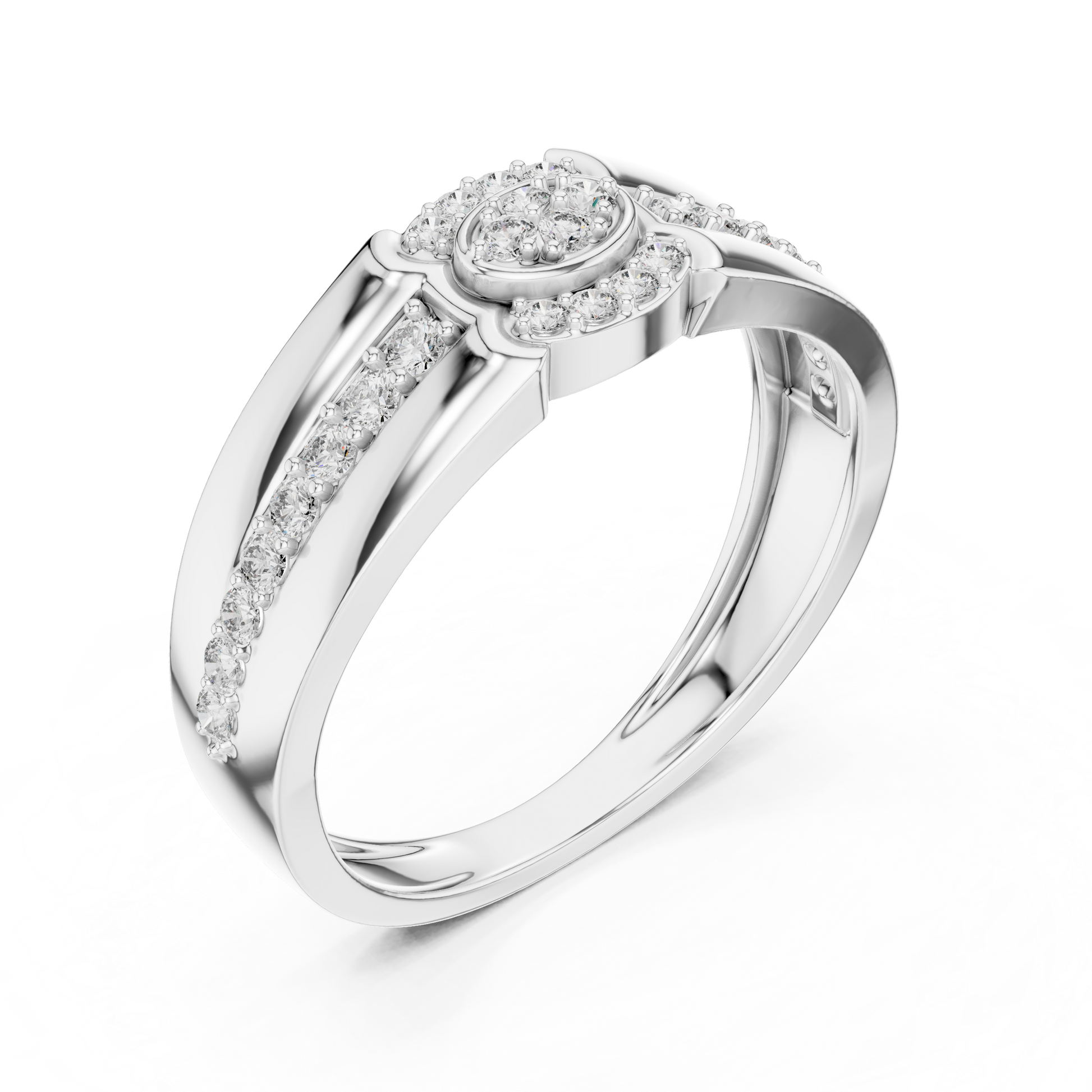 Men’s Raised Halo Round Moissanite Statement Ring in 925 Sterling Silver