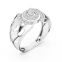 Men's Sterling Silver Bold Geometric Halo Moissanite Signet Ring