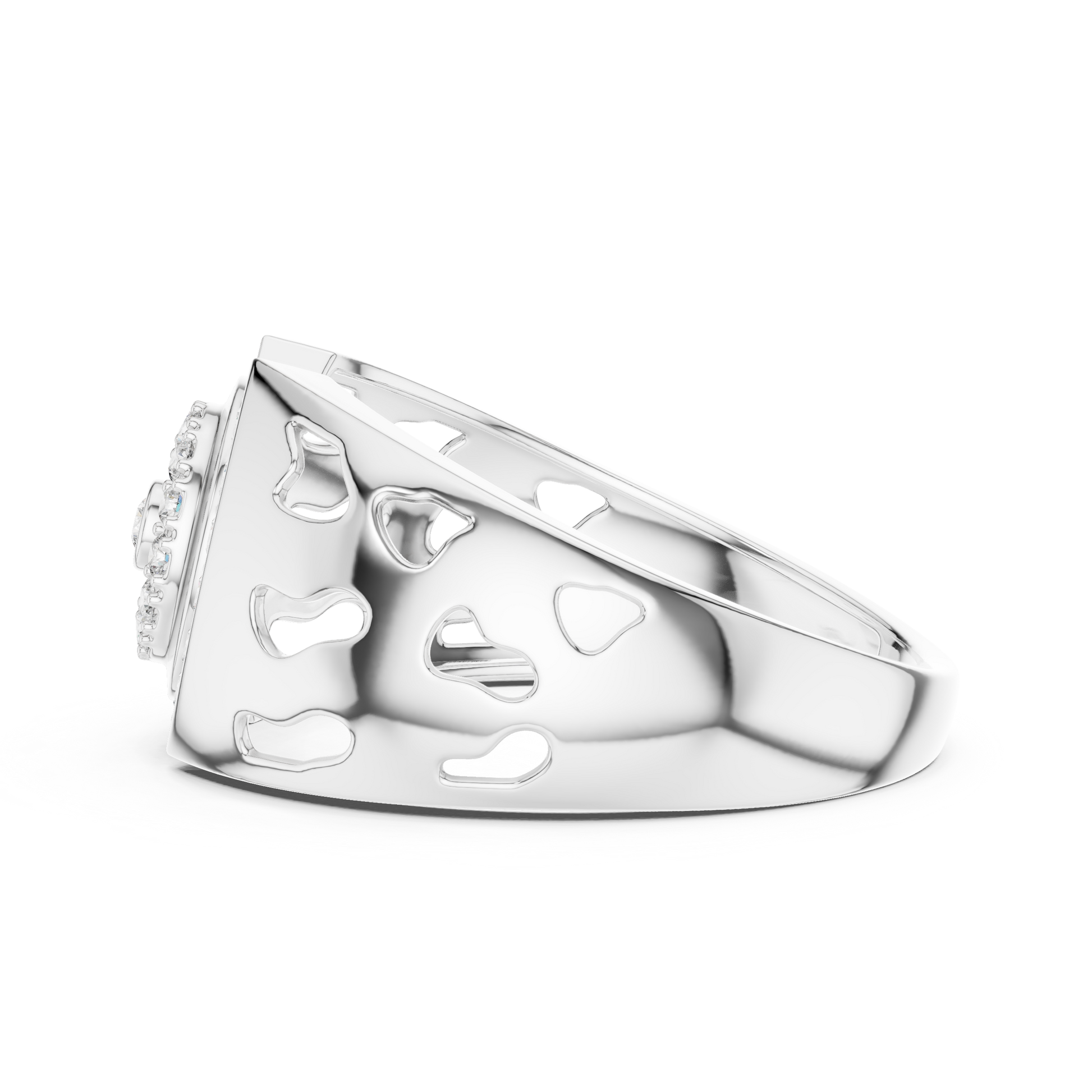 Men's Sterling Silver Bold Geometric Halo Moissanite Signet Ring