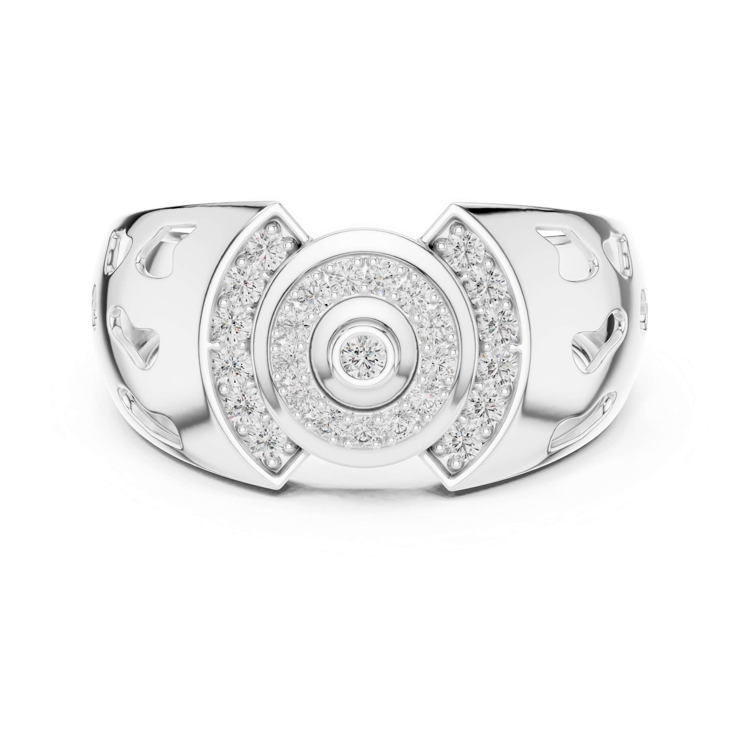 Men's Sterling Silver Bold Geometric Halo Moissanite Signet Ring