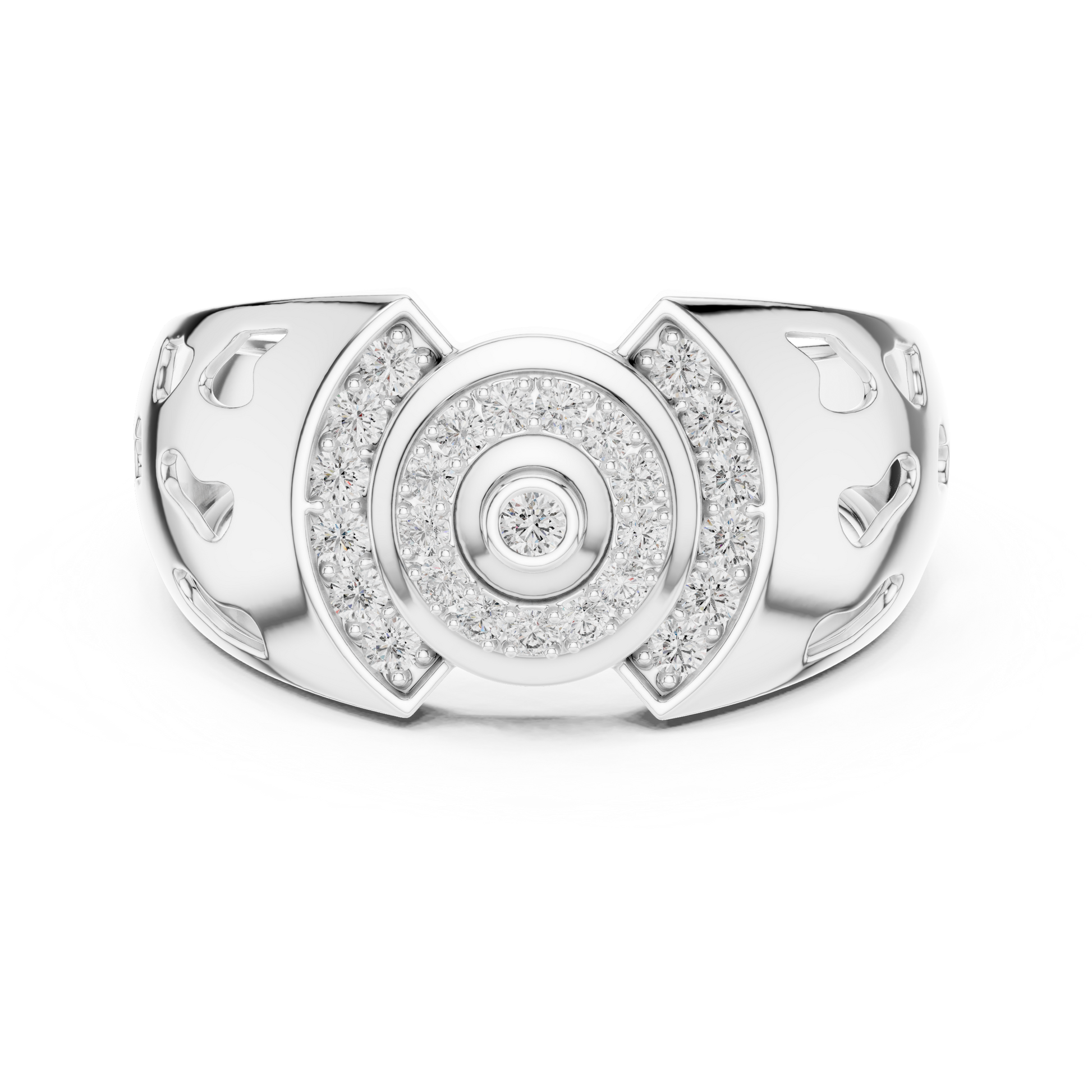 Men's Sterling Silver Bold Geometric Halo Moissanite Signet Ring
