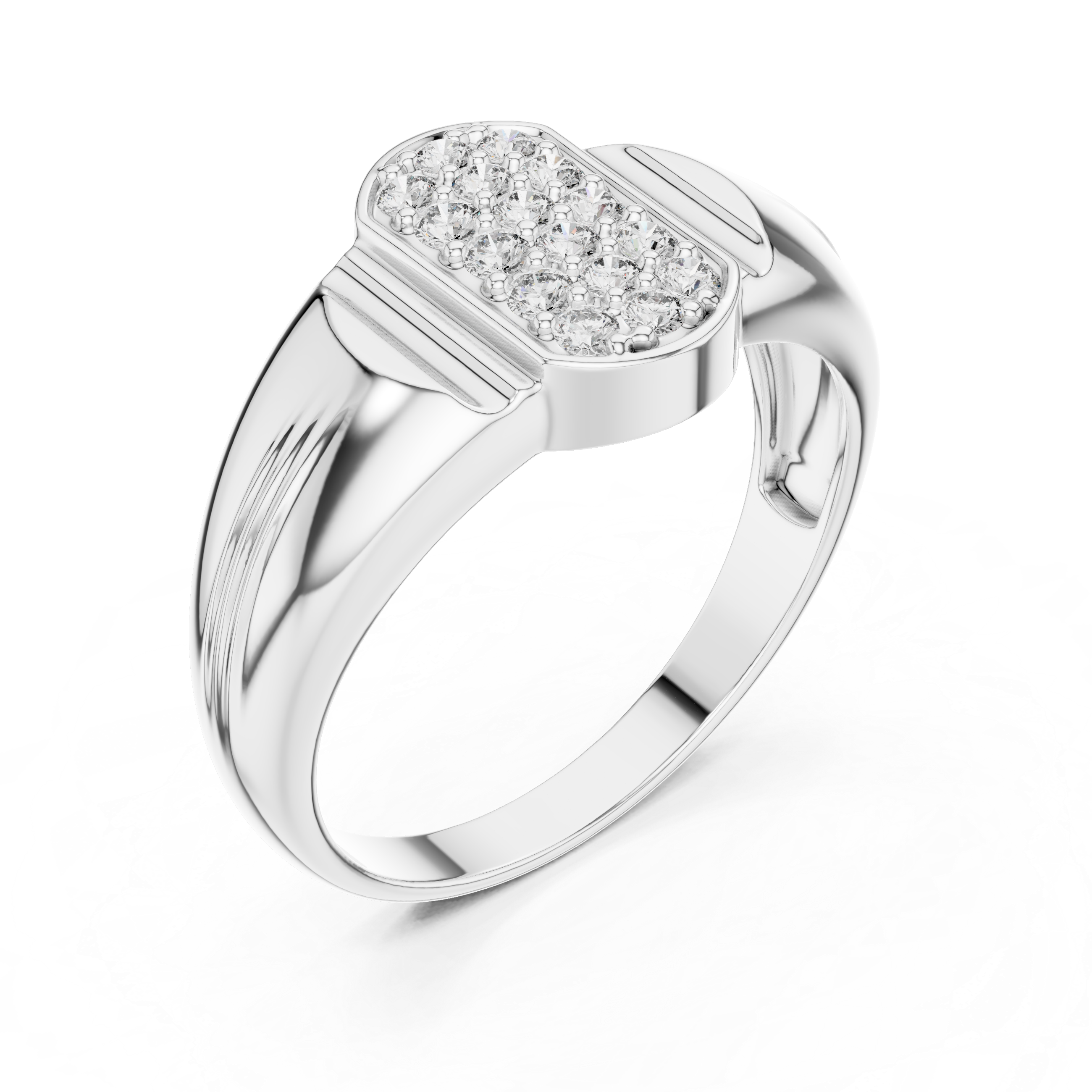 Premium Men's Multi-stone Cluster Signet Ring in Sterling Silver