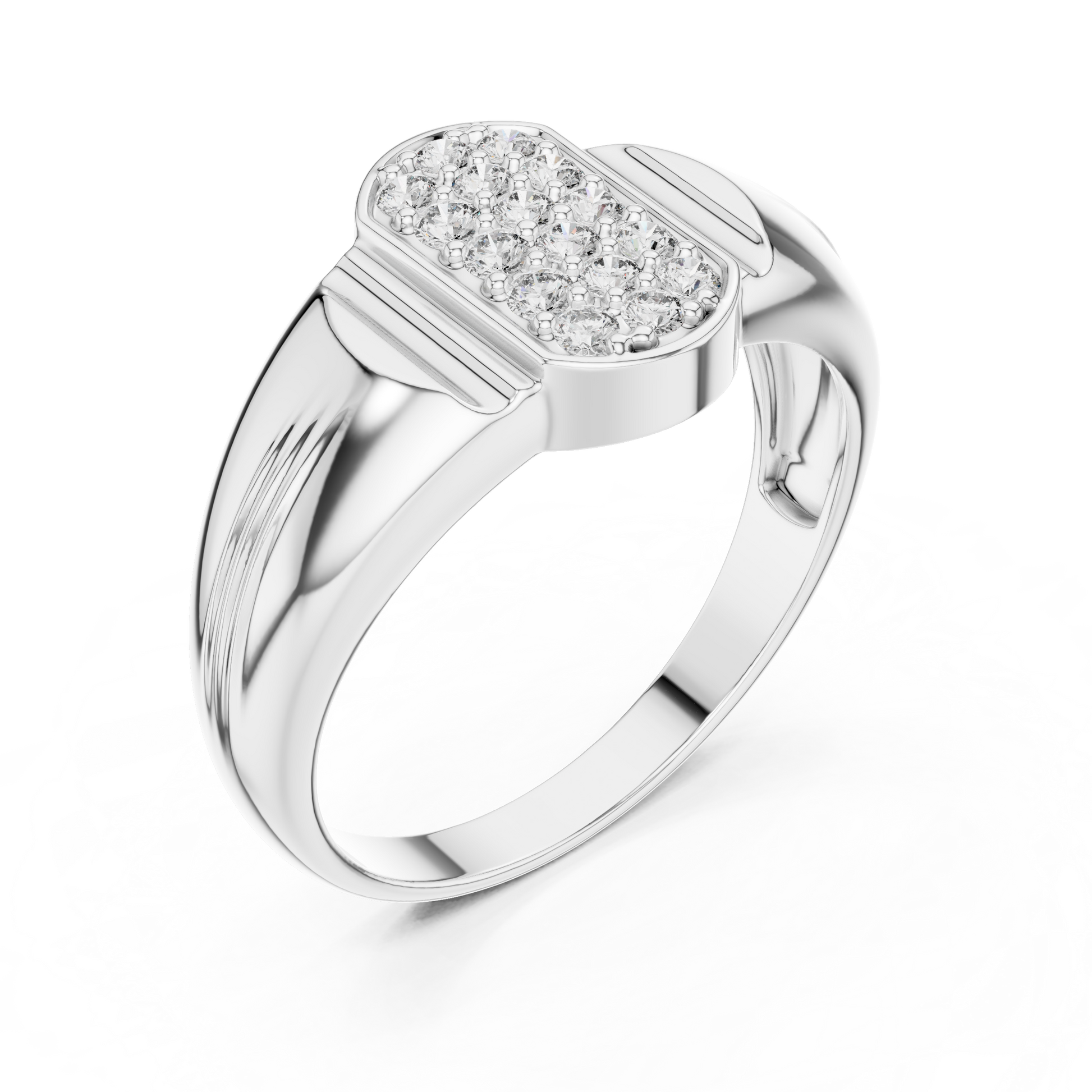 Premium Men's Multi-stone Cluster Signet Ring in Sterling Silver