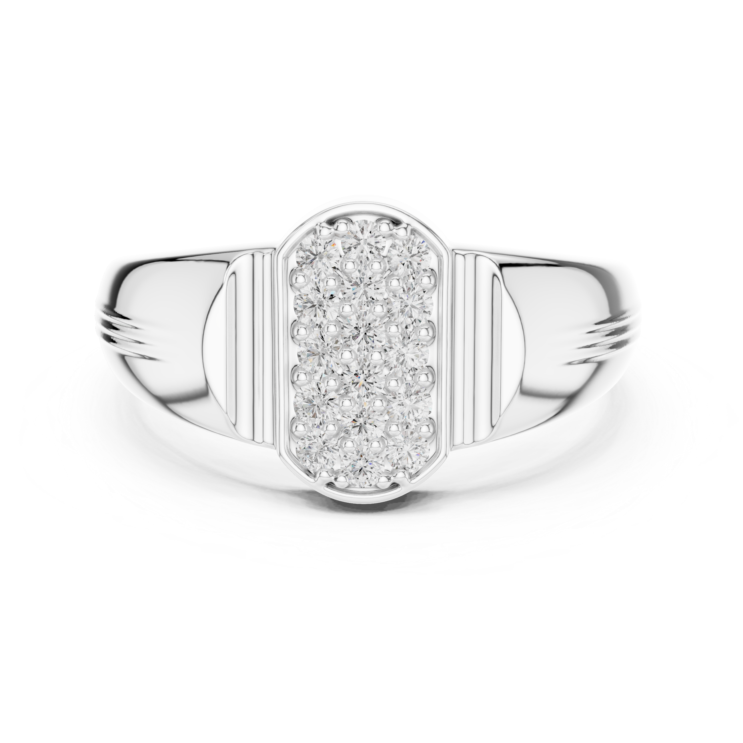 Premium Men's Multi-stone Cluster Signet Ring in Sterling Silver
