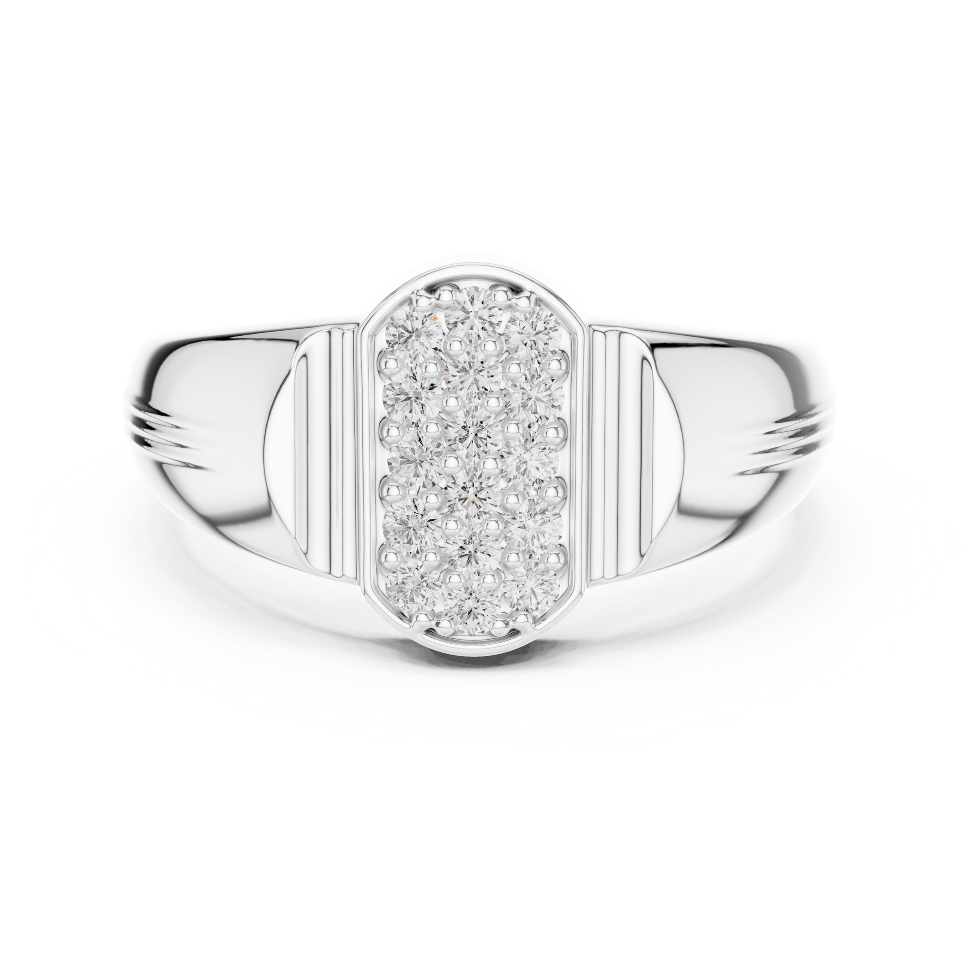 Premium Men's Multi-stone Cluster Signet Ring in Sterling Silver