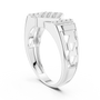 Sterling Silver Men's Signet-style Rhombus Shaped Moissanite Cluster Ring