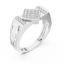Sterling Silver Men's Signet-style Rhombus Shaped Moissanite Cluster Ring
