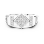 Sterling Silver Men's Signet-style Rhombus Shaped Moissanite Cluster Ring