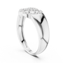Art Deco Circle & Chevron Halo Cluster Moissanite Statement Ring in Sterling Silver