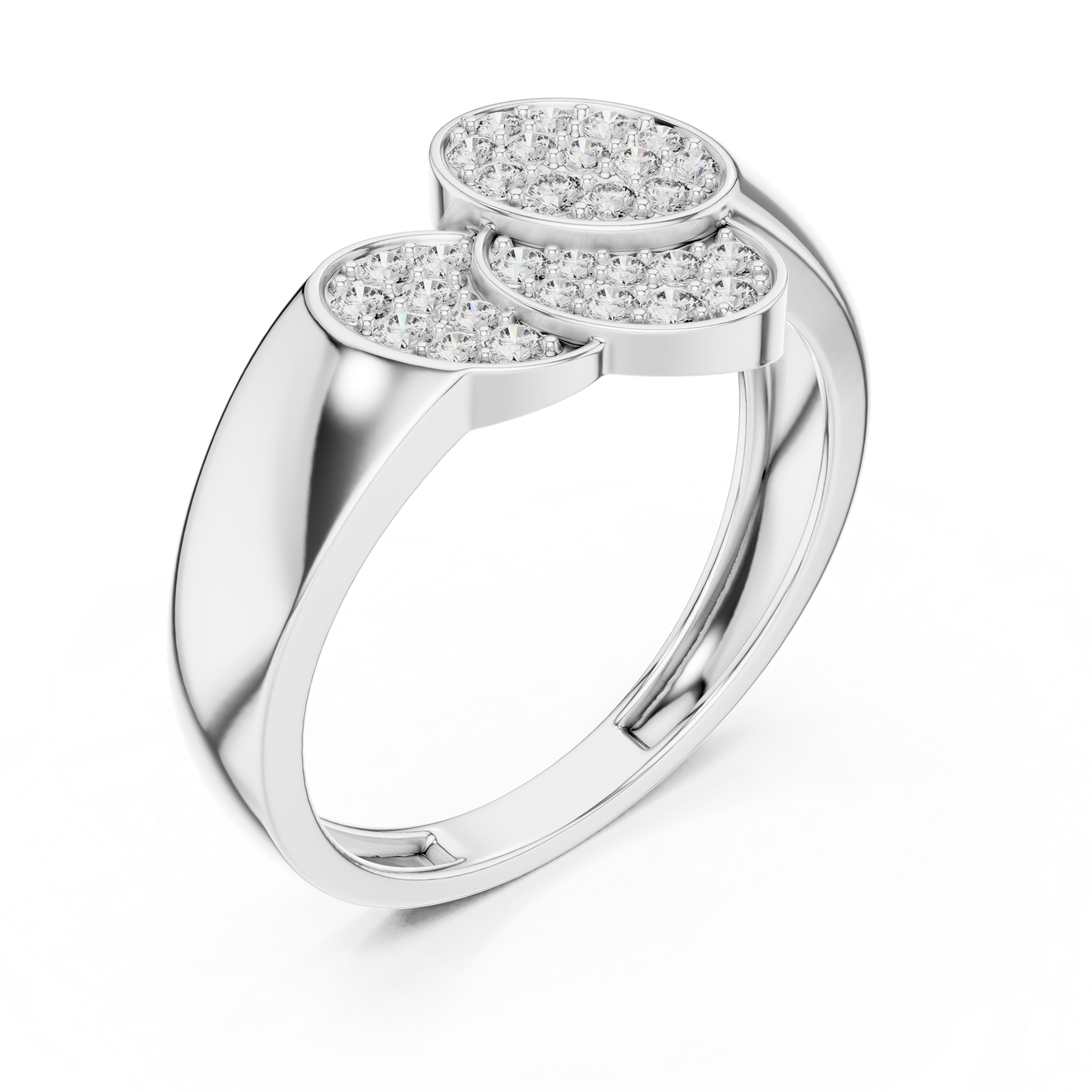 The Overlapping Trio Oval Cluster Moissanite Ring in Sterling Silver