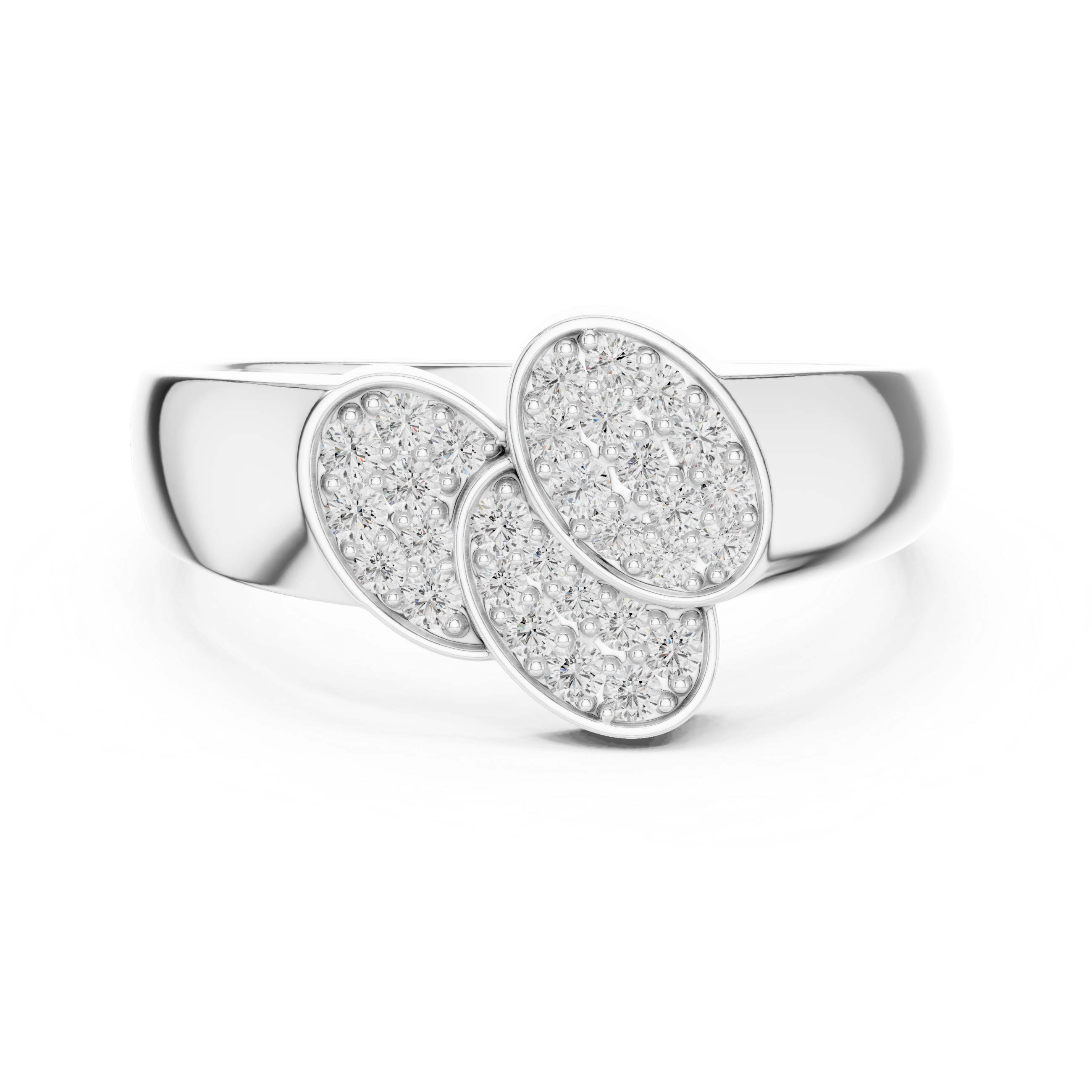 The Overlapping Trio Oval Cluster Moissanite Ring in Sterling Silver