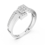 Men's Sterling Silver Geometric Interlocking Square Moissanite Cluster Ring