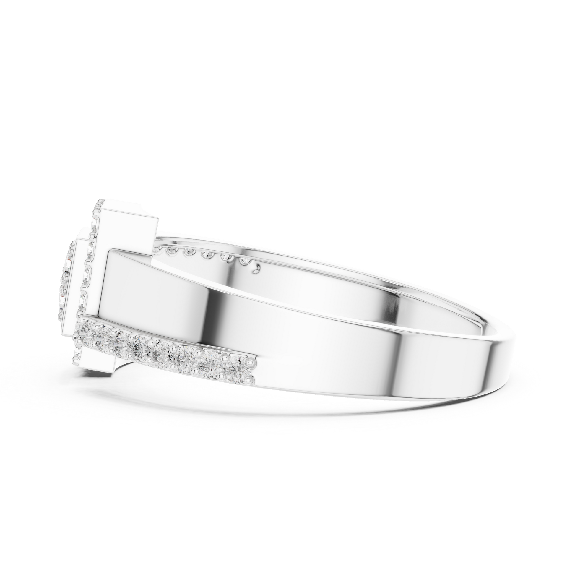 Men's Sterling Silver Geometric Interlocking Square Moissanite Cluster Ring