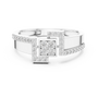 Men's Sterling Silver Geometric Interlocking Square Moissanite Cluster Ring