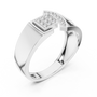 Round Moissanite Diamond Men's Statement Ring with Architectural Grid Design