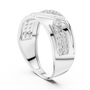 Sterling Silver Round Moissanite Triangle Geometric Statement Men's Anniversary Ring