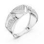 Sterling Silver Round Moissanite Triangle Geometric Statement Men's Anniversary Ring