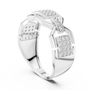 925 Sterling Silver Geometric Chain-Link Moissanite Statement Wedding Band for Men