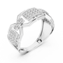 925 Sterling Silver Geometric Chain-Link Moissanite Statement Wedding Band for Men
