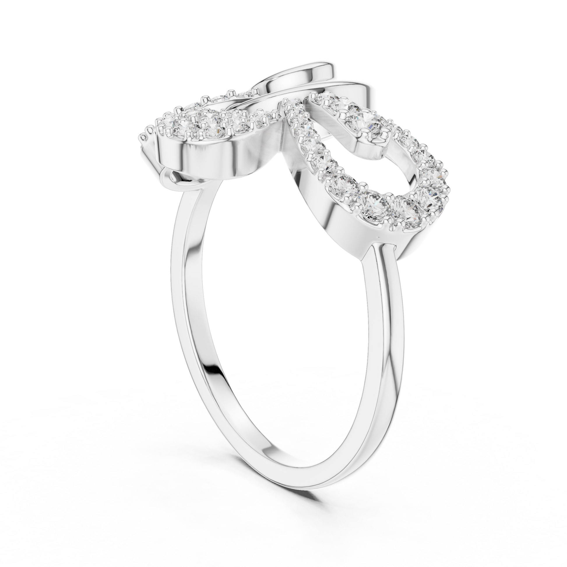 Women's Pave Accent Studded Spiral Bow Cocktail Ring Anniversary Gift