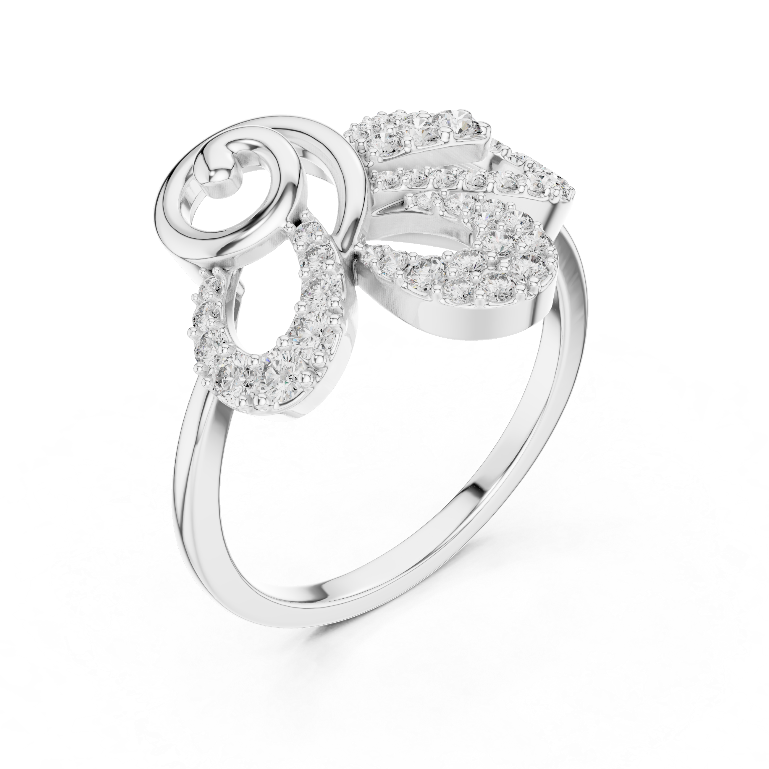 Women's Pave Accent Studded Spiral Bow Cocktail Ring Anniversary Gift
