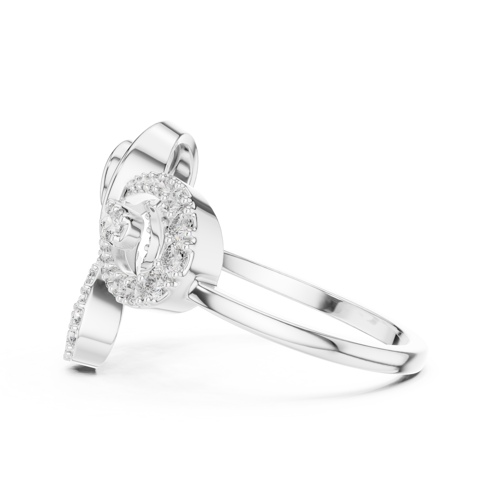 Women's Pave Accent Studded Spiral Bow Cocktail Ring Anniversary Gift