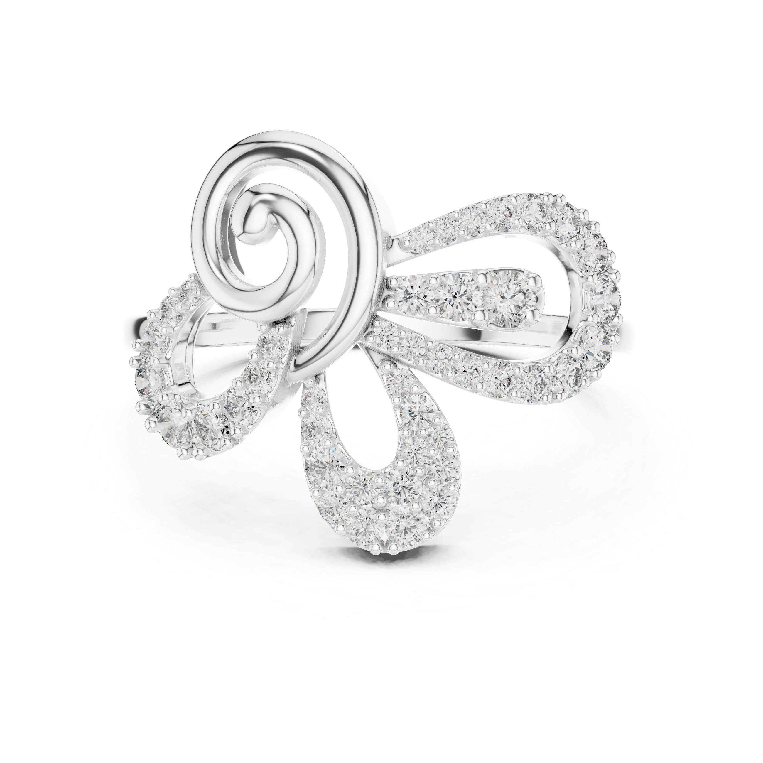Women's Pave Accent Studded Spiral Bow Cocktail Ring Anniversary Gift