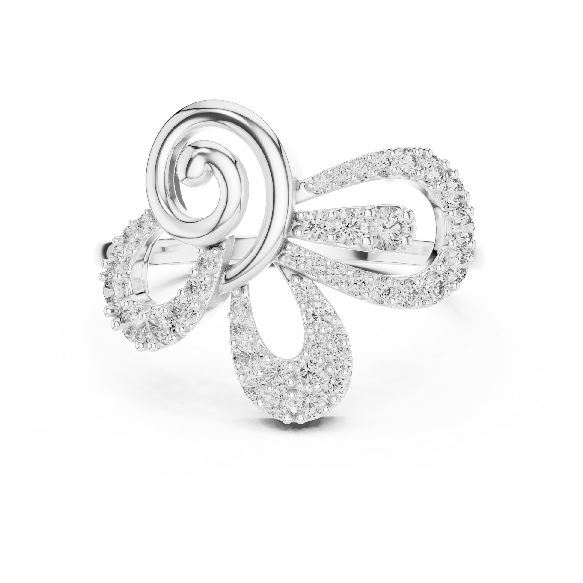 Women's Pave Accent Studded Spiral Bow Cocktail Ring Anniversary Gift