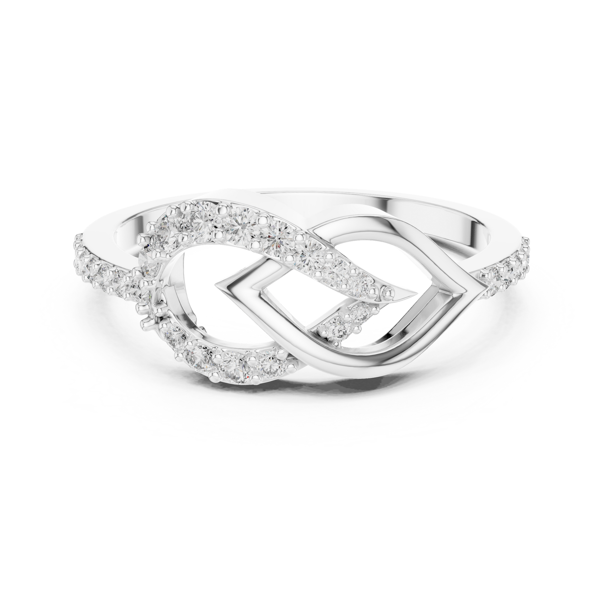 925 Sterling Silver Interlocking Infinity Loop Marquise Statement Eternity Ring