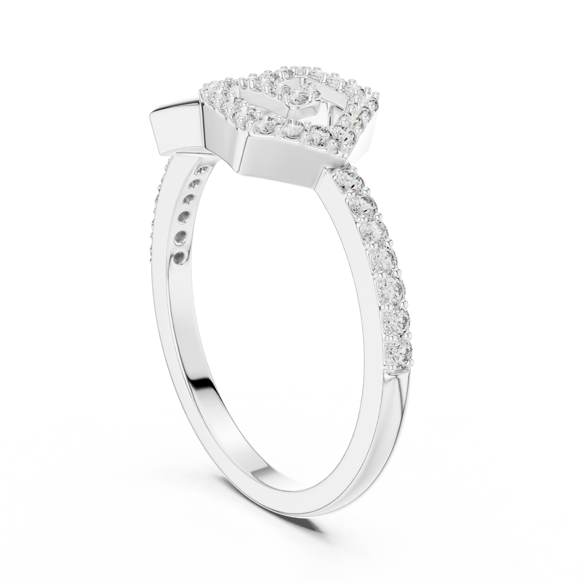 The Interlocking Geometric Duo Statement Moissanite Sterling Silver Ring