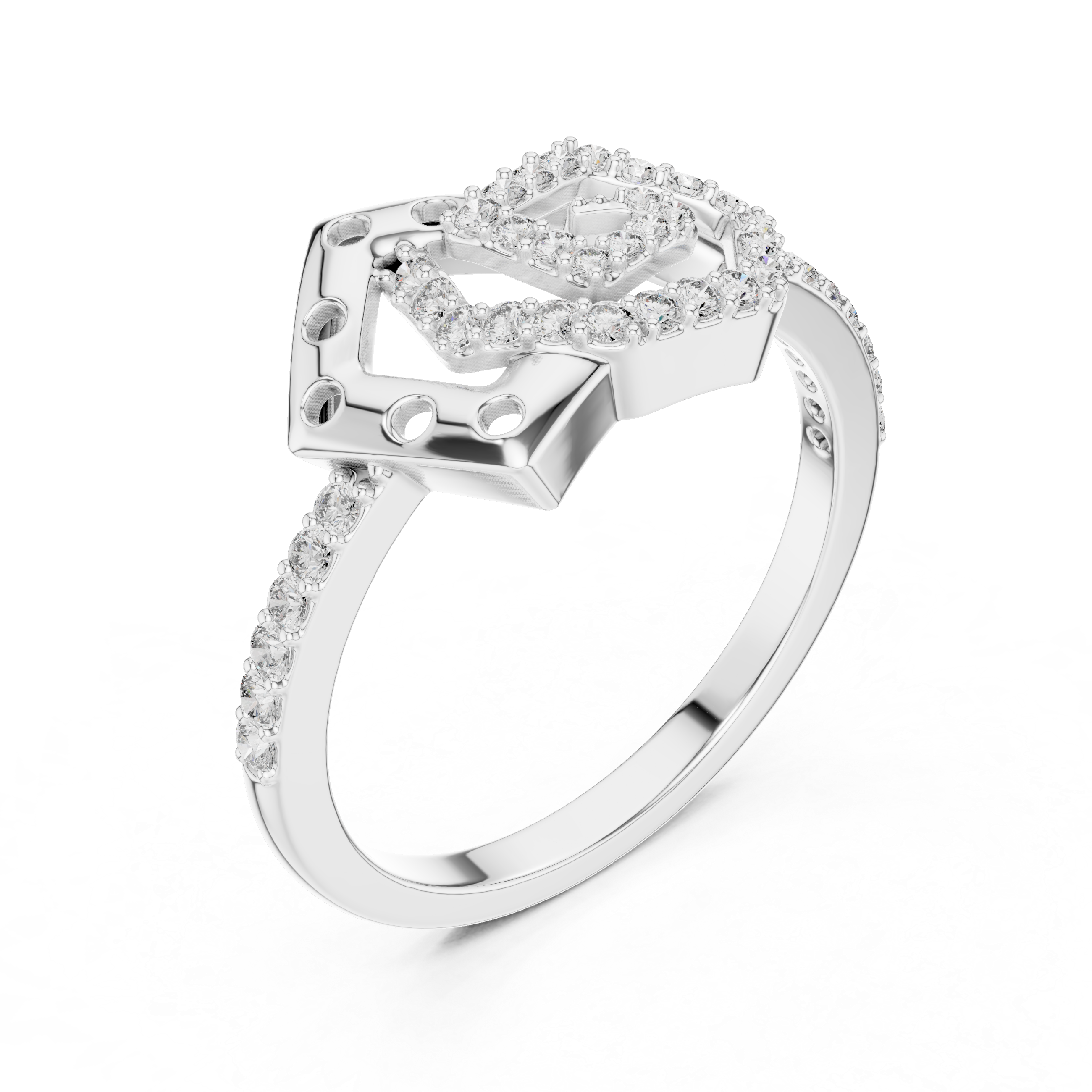 The Interlocking Geometric Duo Statement Moissanite Sterling Silver Ring